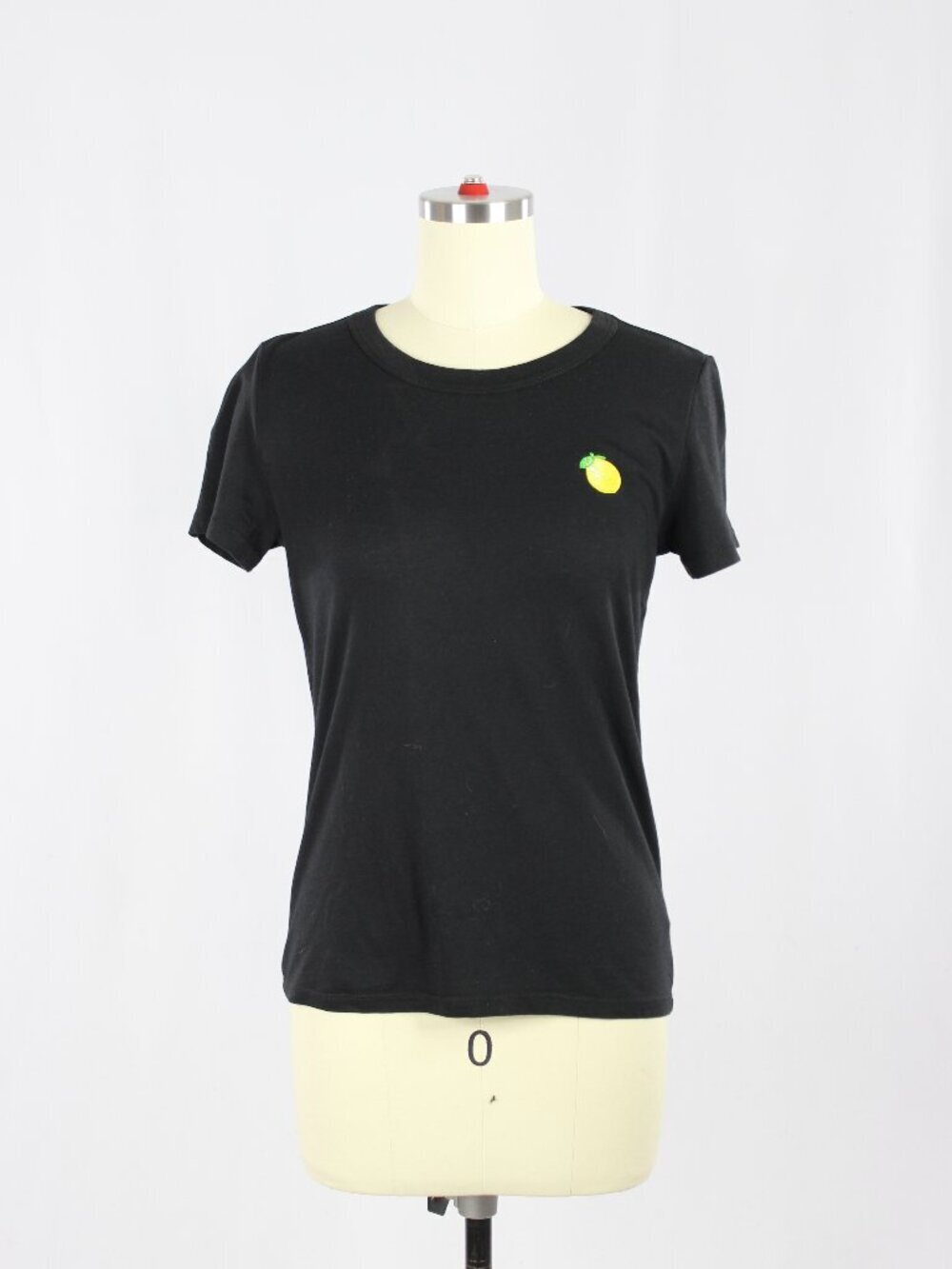 Aritzia SUNDAY BEST Candy Black Cotton Modal Jersey Lemon T-Shirt, Size S